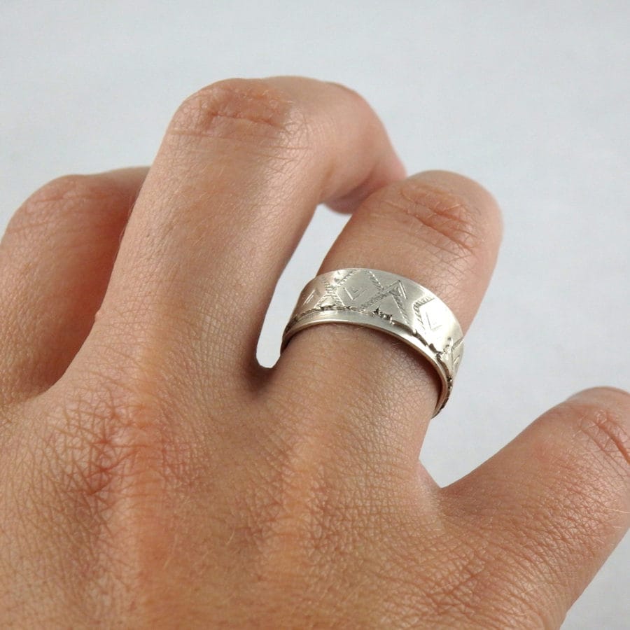 Bague Design En Argent Massif 925 - Poids 13.4g - Taille 61 - Jamais Portée