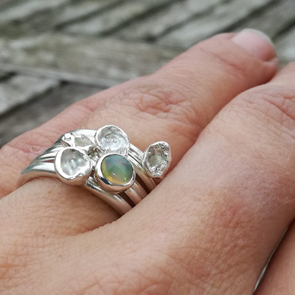 Bague multiples argent et opale
