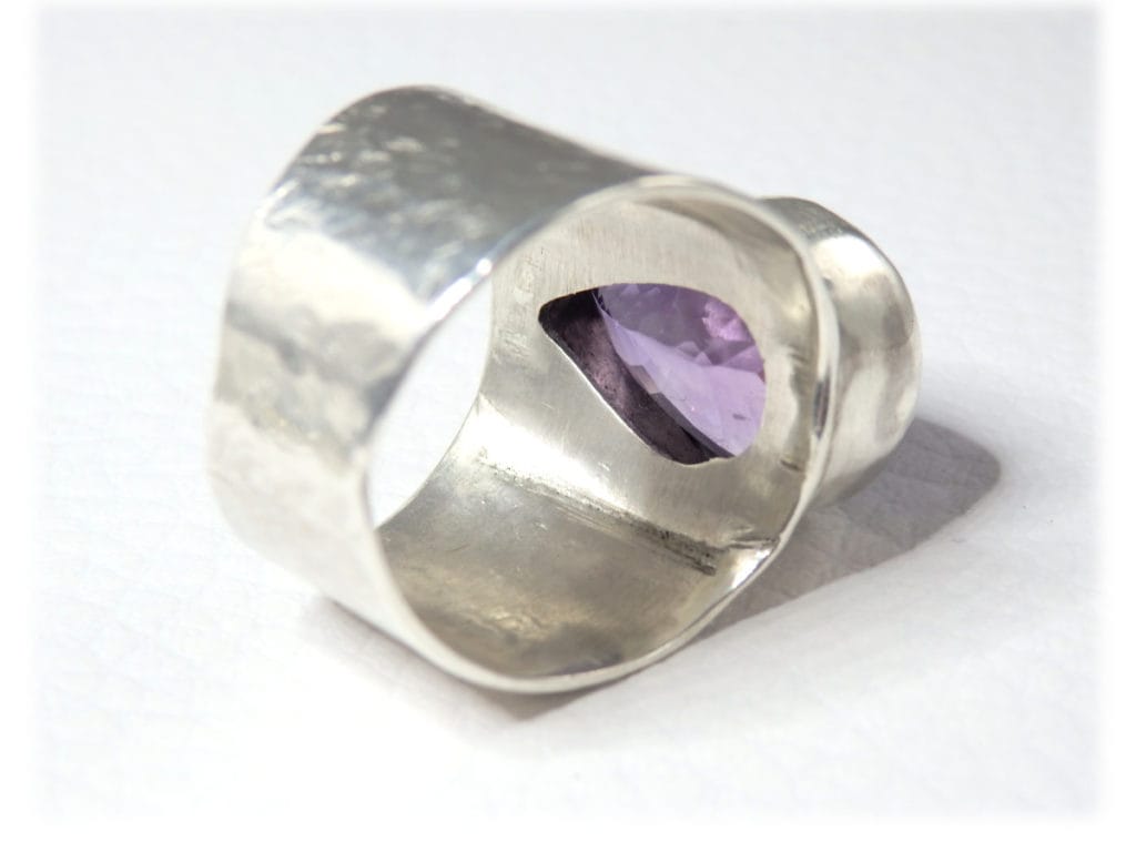 Bague En Améthyste Brute Sur Argent Taille 60 – 9,78g, Neuve Avec étiquette, Style Naturel