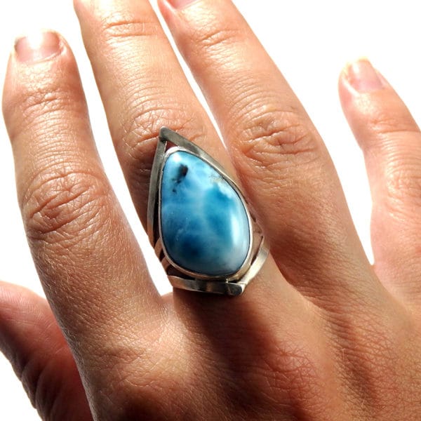 Bague imposante Larimar T58 argent massif