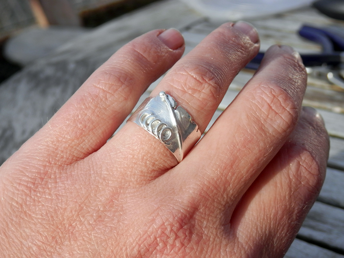  Bague  design  en argent massif originale et contemporaine 