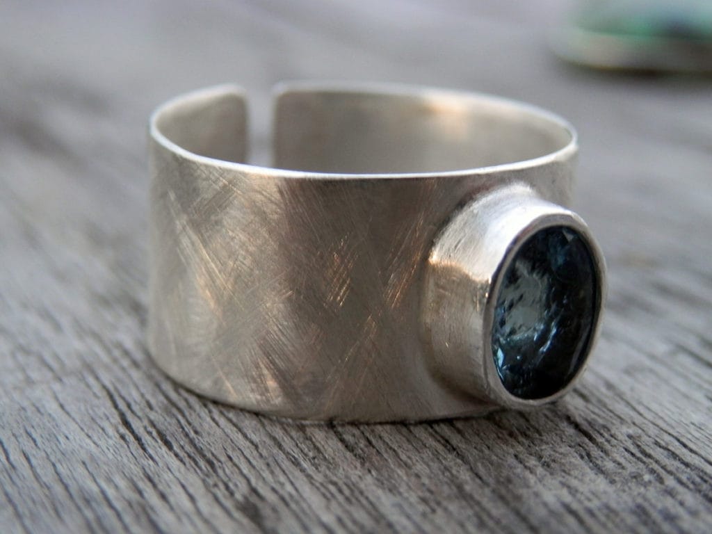 Bague Argent Massif 925 Avec Aigue-marine Véritable - Taille 58 - Neuf Sans Emballage