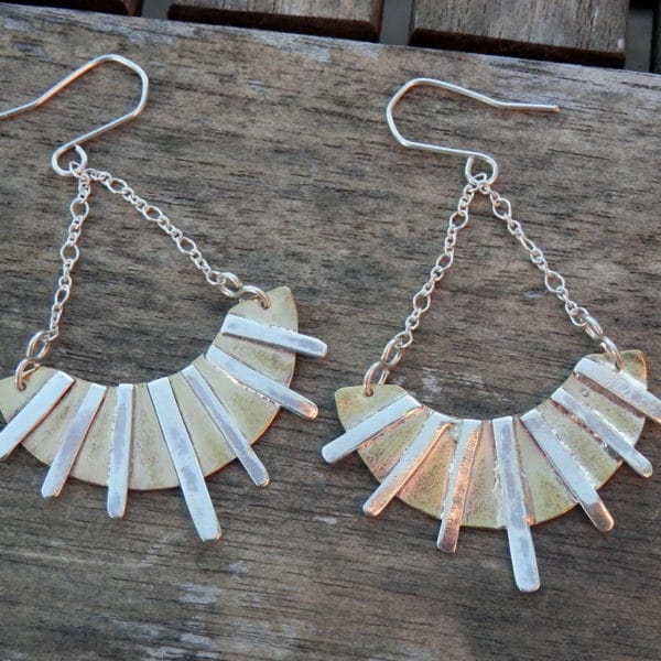 Boucles d'oreilles ethniques en argent et laiton