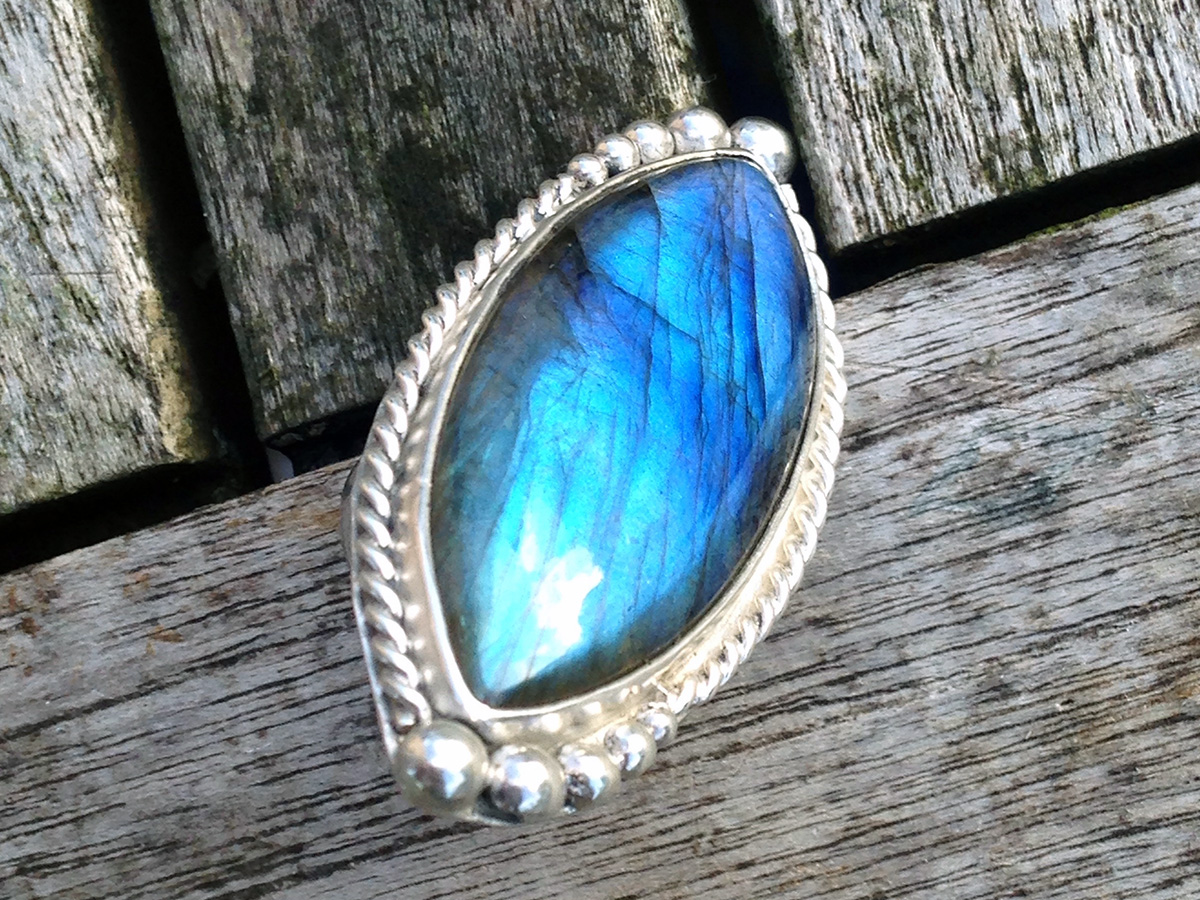 Grosse shop bague labradorite