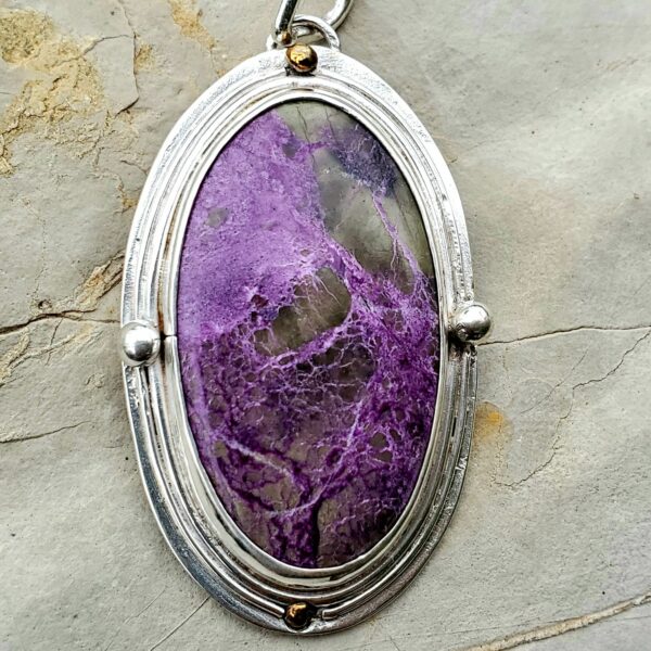 Pendentif féerique stichtite argent massif