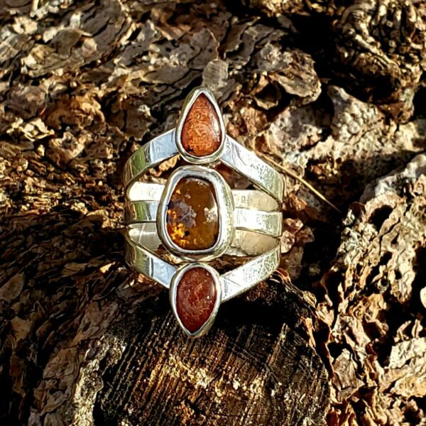 Bague triple Orange argent massif T 54