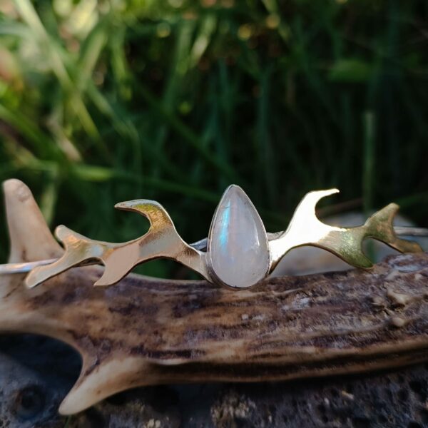 Diadème Cerf en argent et laiton et Peristerite