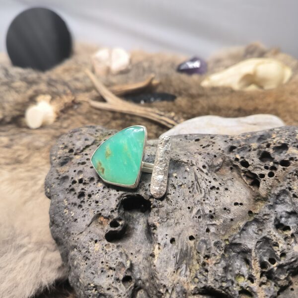 Grosse Bague en argent 925 avec chrysoprase naturelle