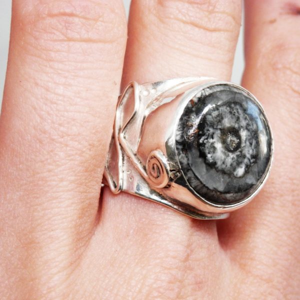 Chevalière Fossile Argent massif T59