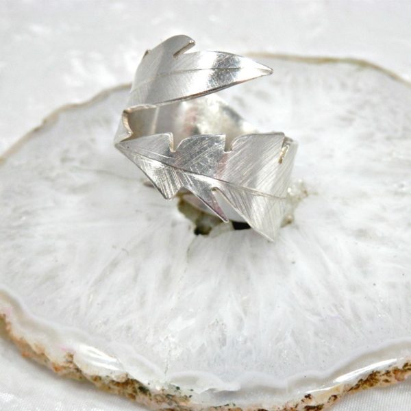 Bague Plume design Argent massif ajustable