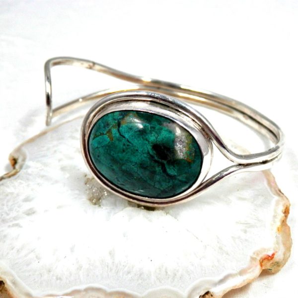 Bracelet manchette Chrysocolle Argent massif