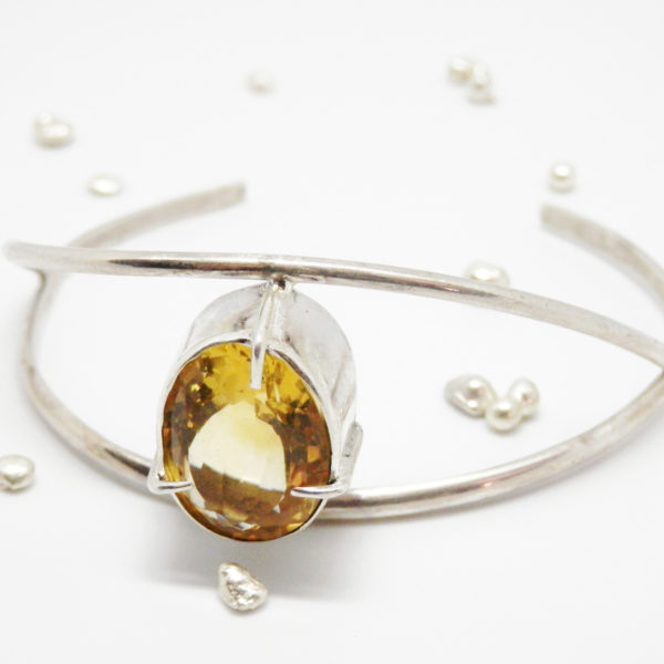 Bracelet Citrine facettée Argent massif