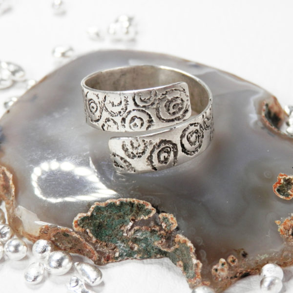 Bague réglable Argent massif gravée ethnique