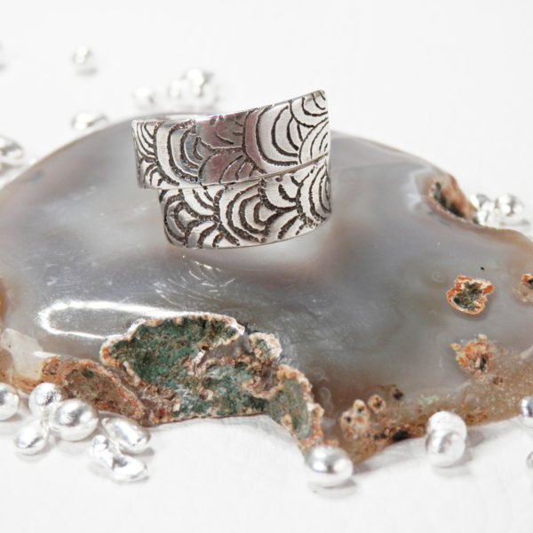 Bague réglable Argent massif gravée ethnique