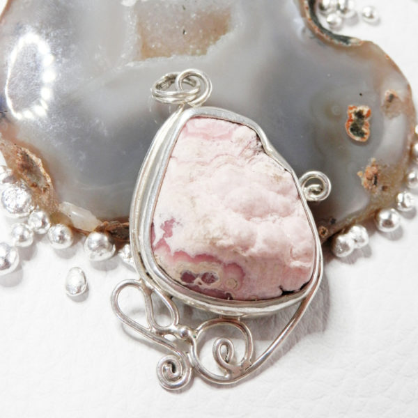 Pendentif Rhodochrosite rare Argent massif design