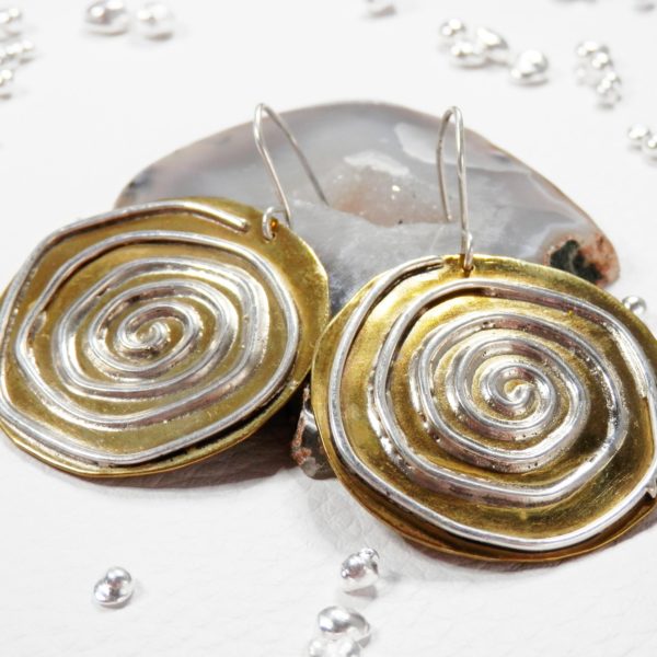 Boucles d'oreilles Laiton et Argent massif
