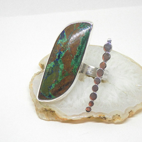 Bague imposante Azurite Malachite Argent massif