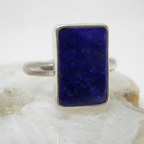 Bague lapis lazuli rectangulaire argent massif