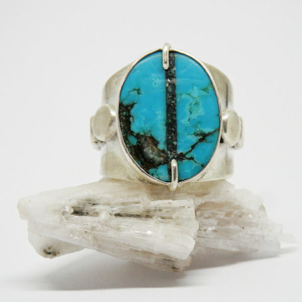 Bague Chevalière ethnique Turquoise Argent massif