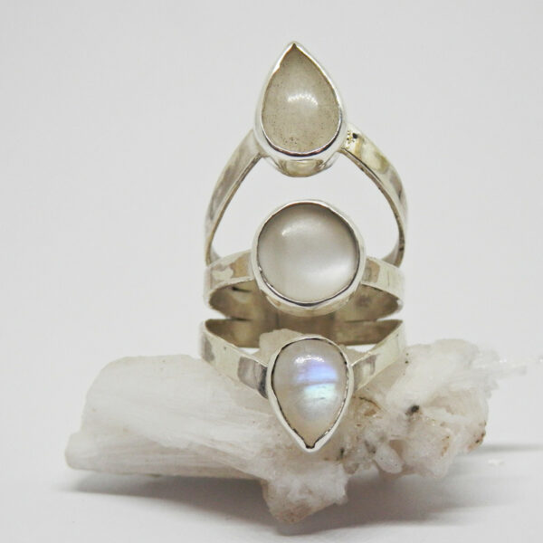 Bague triple pierres de lune en Argent massif