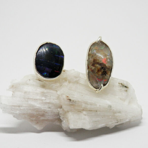 Bague ajustable Opales du Honduras Argent massif