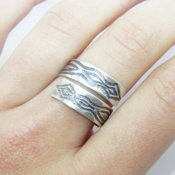 Bague bandeau ajustable gravures ethniques Argent
