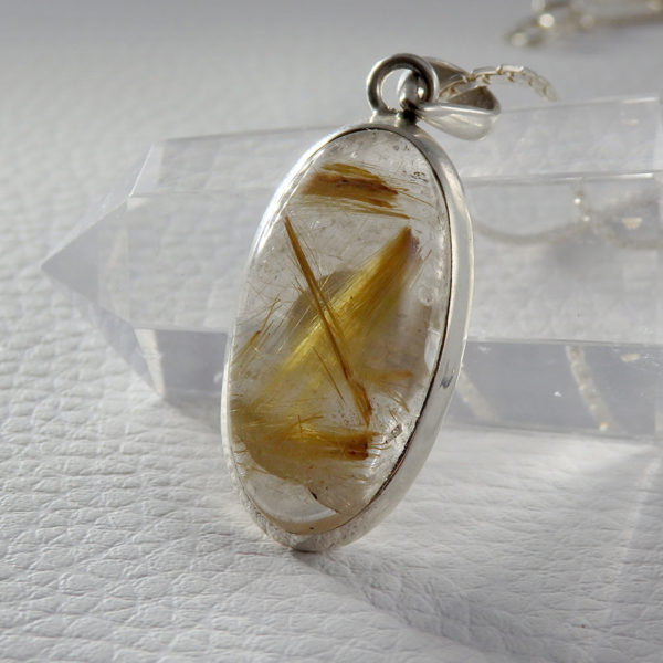 Pendentif en argent massif 925 quartz rutile