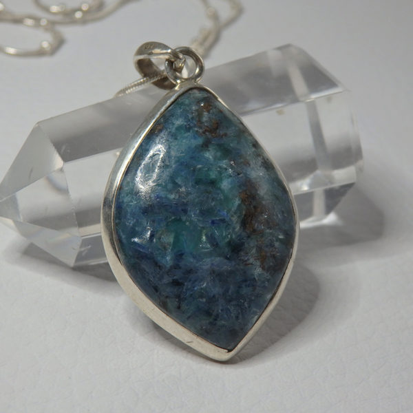 Pendentif en argent massif 925 cyannite bleu