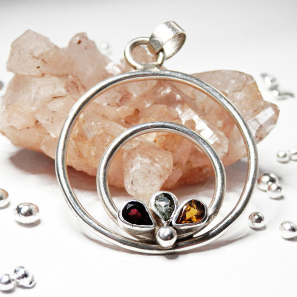 Pendentif 3 Tourmalines Argent massif