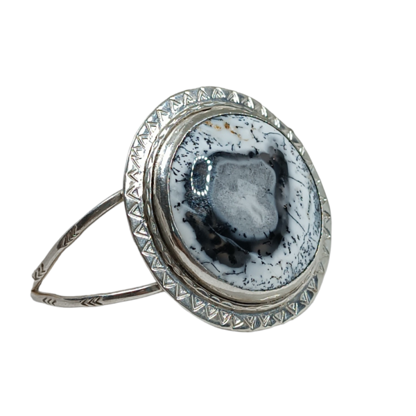 Bracelet manchette merlinite argent massif