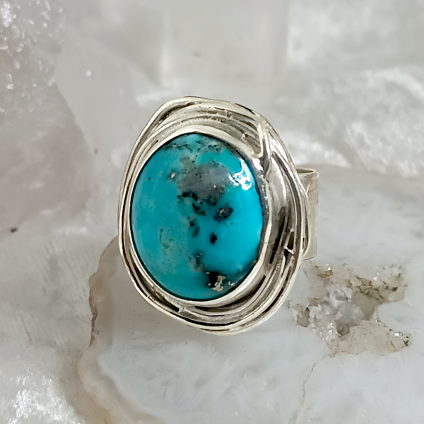 Bague turquoise naturelle Iran argent