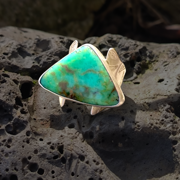 Bague imposante Chrysoprase argent massif T60