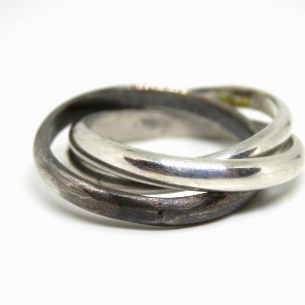 Bague Trio argent 925 noirci bague entrelacée